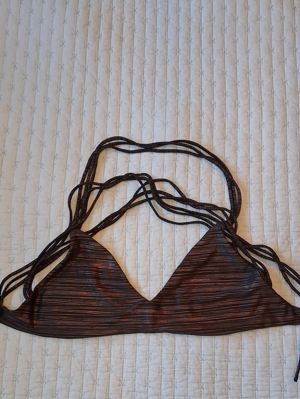 Boys + Arrows Dylan Bikini Top Black and Brown Metallic Print Rare